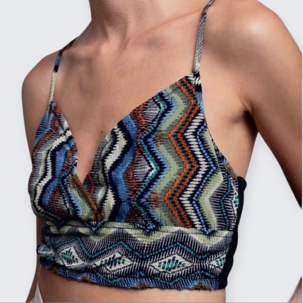 Green Geo Tribal Print Cropped Top